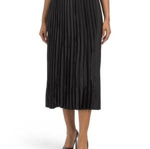 Anne Klein Womens Black Satin Solid Pleated Elastic Waist Skirt Size XXS - NEW